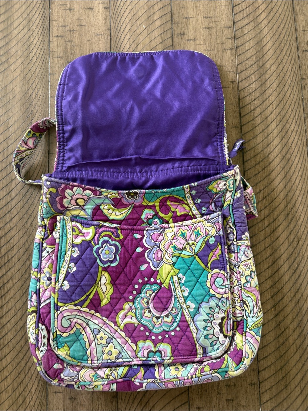 Vera Bradley Purple and Teal Quilted Paisley Crossbody - Picture 6 of 11